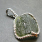 Moldavite Tektite Silver Clover Pendant from Czech Republic - 1.5" - 5.98 Grams