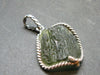 Moldavite Tektite Silver Clover Pendant from Czech Republic - 1.5" - 5.98 Grams