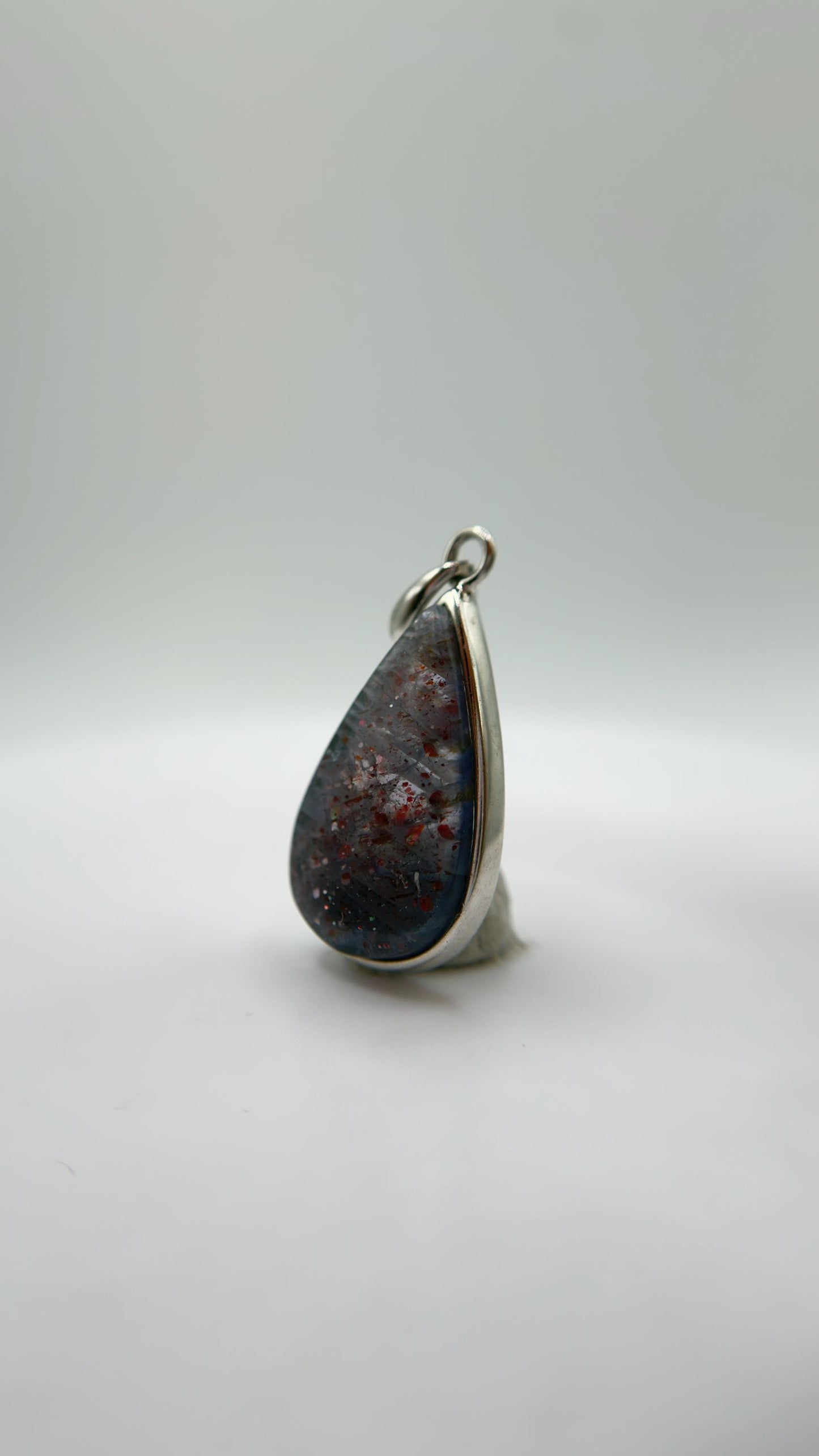 Lattice Sunstone Pendant Rare Gemstone Silver Necklace Natural Sparkling Stone Unique Jewelry Gift