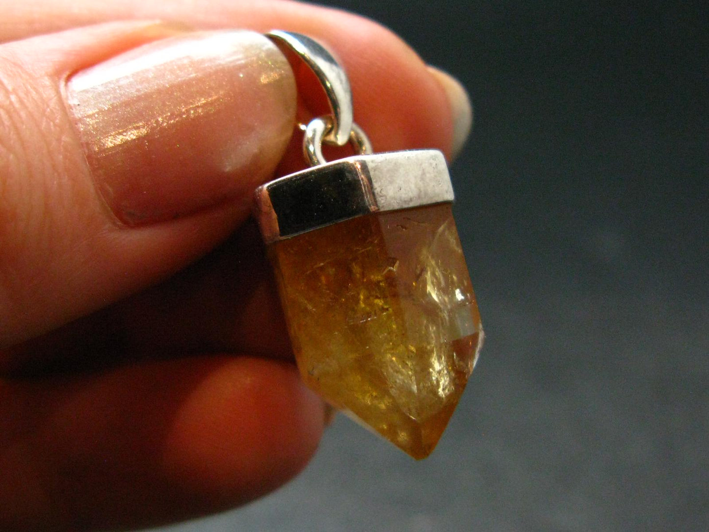 Yellow Citrine Sterling Silver Pendant from Brazil - 1.2" - 5.74 Grams