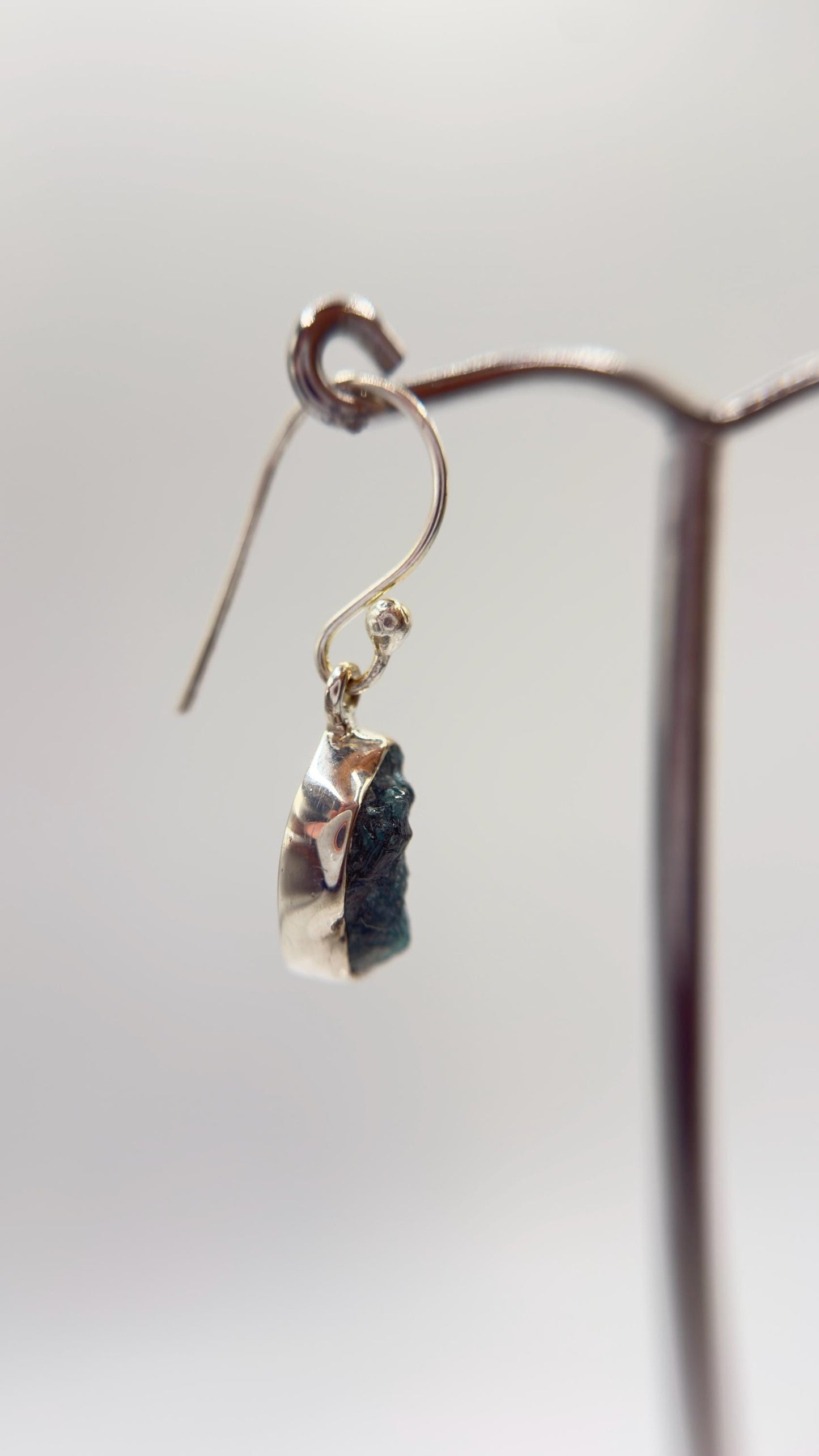 Grandidierite Earrings Blue Green Gemstone Dangle Earrings Raw Stone Silver Jewelry Gift