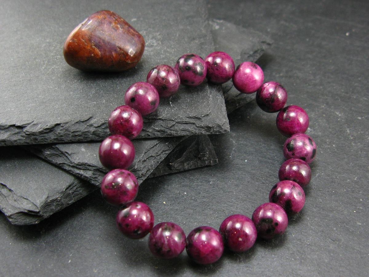 Ruby Genuine Bracelet ~ 7 Inches ~ 10mm Round Beads