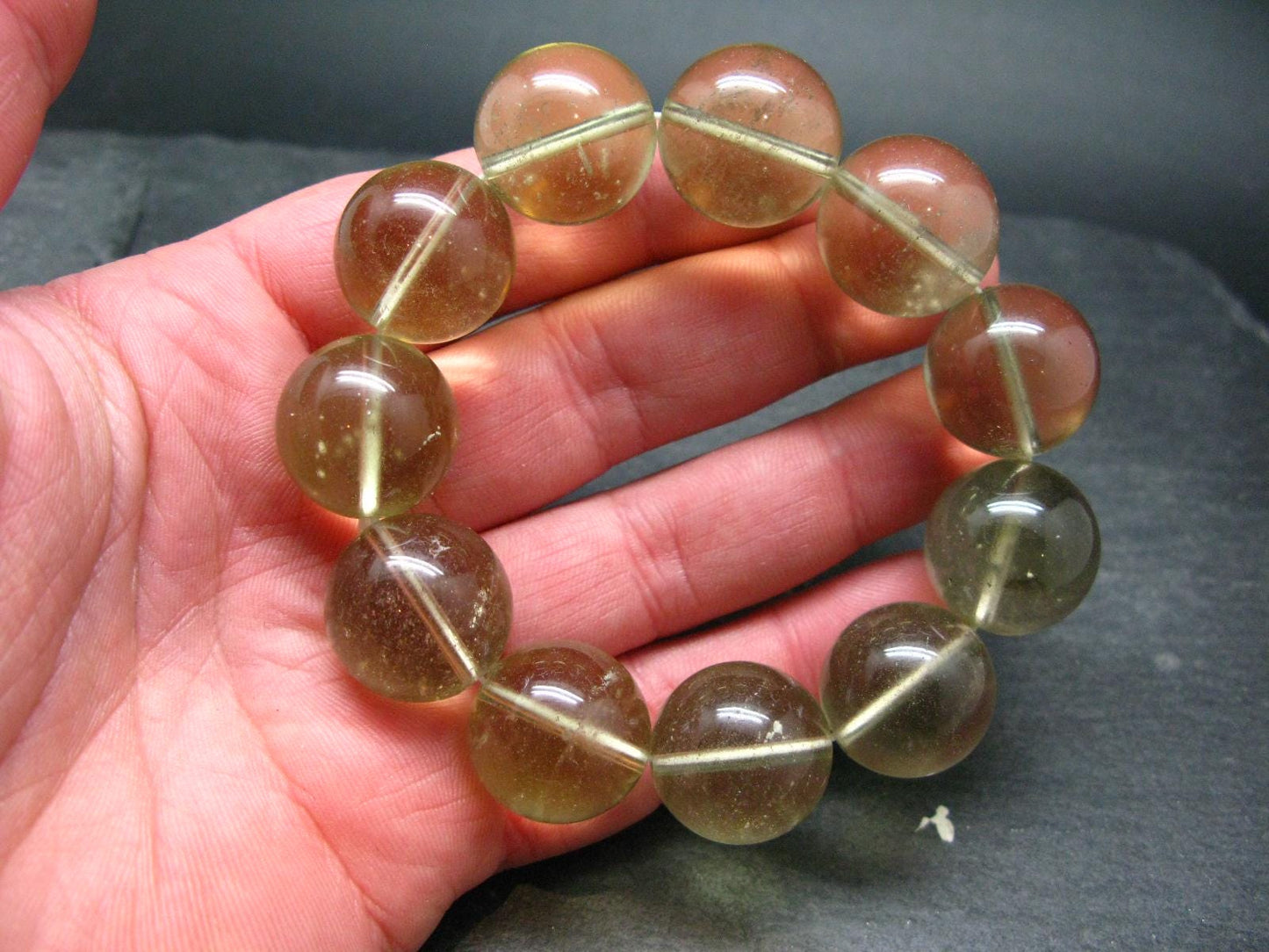Libyan Tektite Glass Genuine Bracelet ~ 7 Inches ~ 20mm Round Beads