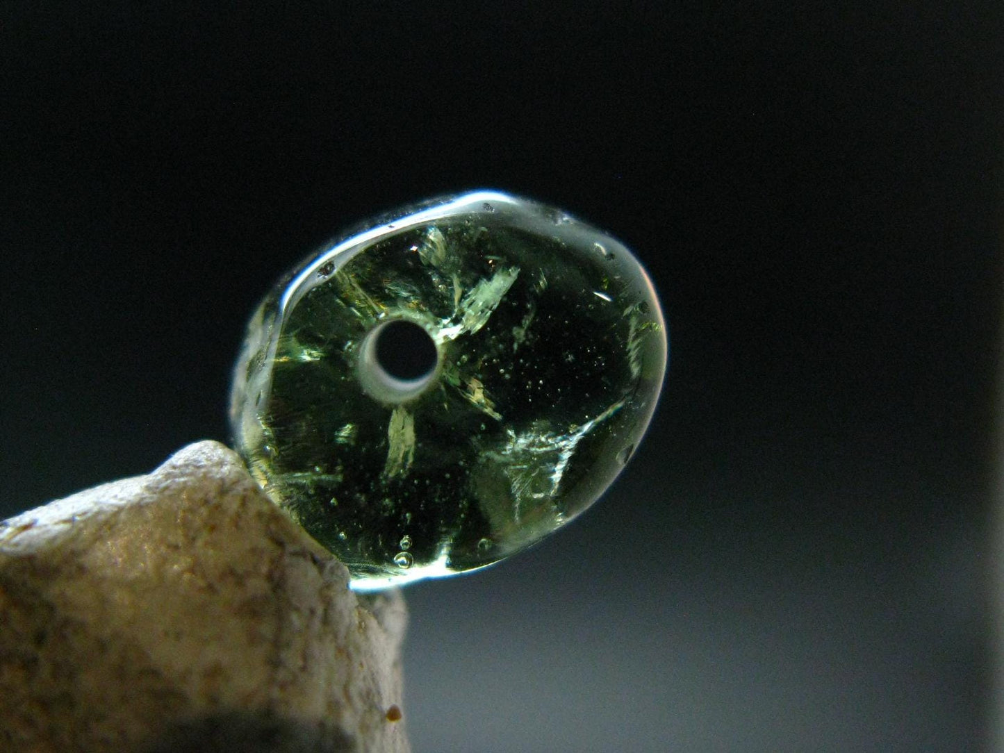 Moldavite Tektite Tumbled Bead from Czech Republic - 9 mm - 2.50 Carats