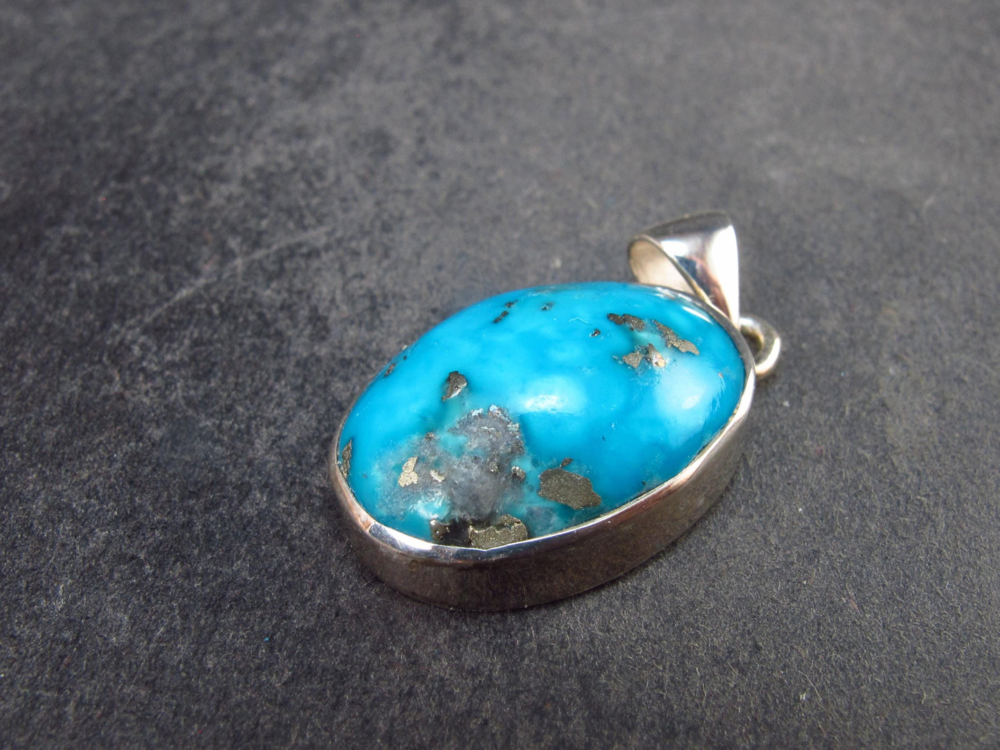 Turquoise Silver Pendant - 1.2" - 6.14 Grams