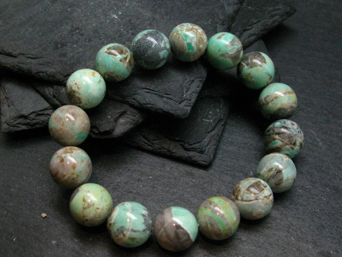 Variscite Genuine Untreated Bracelet ~ 7 Inches ~ 12mm Round Beads
