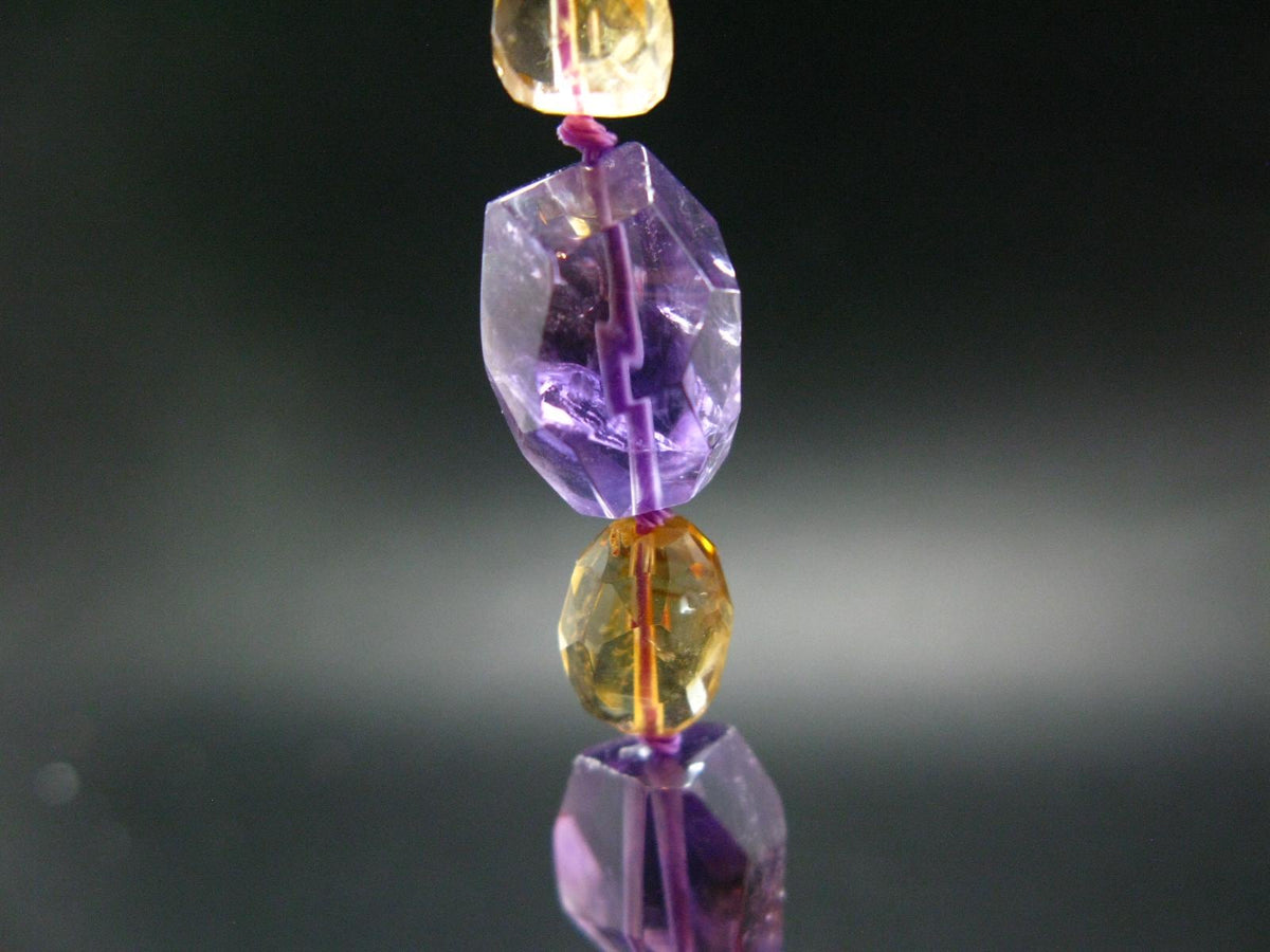 Amethyst & Citrine Necklace From Brazil - 20" - 56.38 Grams