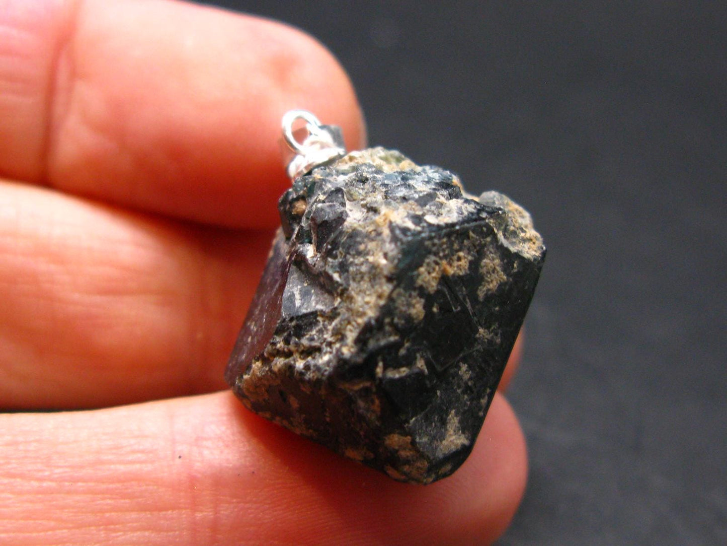 Blue Spinel Crystal Silver Pendant From Tanzania - 1.0" - 8.96 Grams