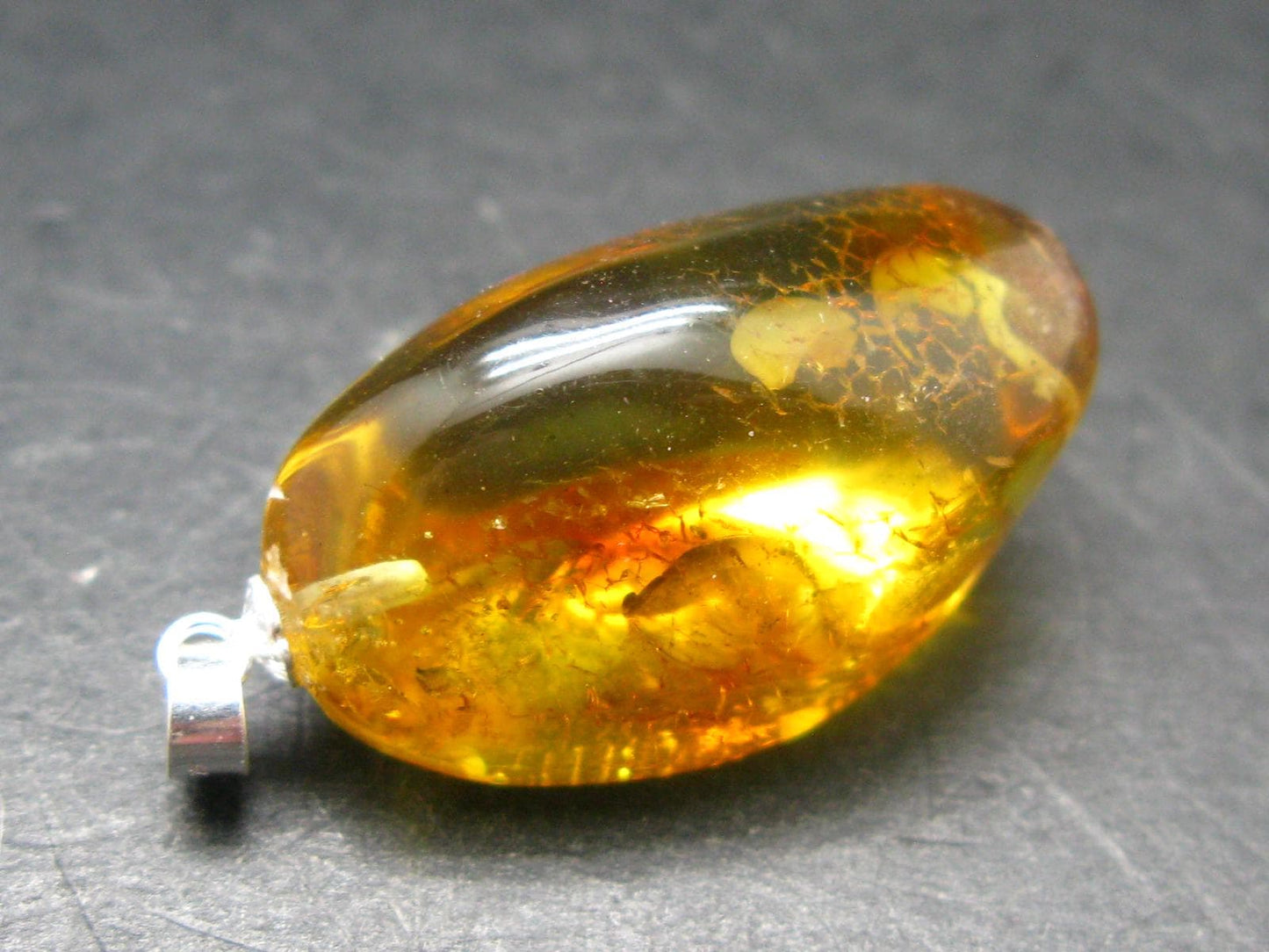 Natural Insects in Baltic Amber 925 Silver Pendant from Poland - 1.5" - 4.85 Grams
