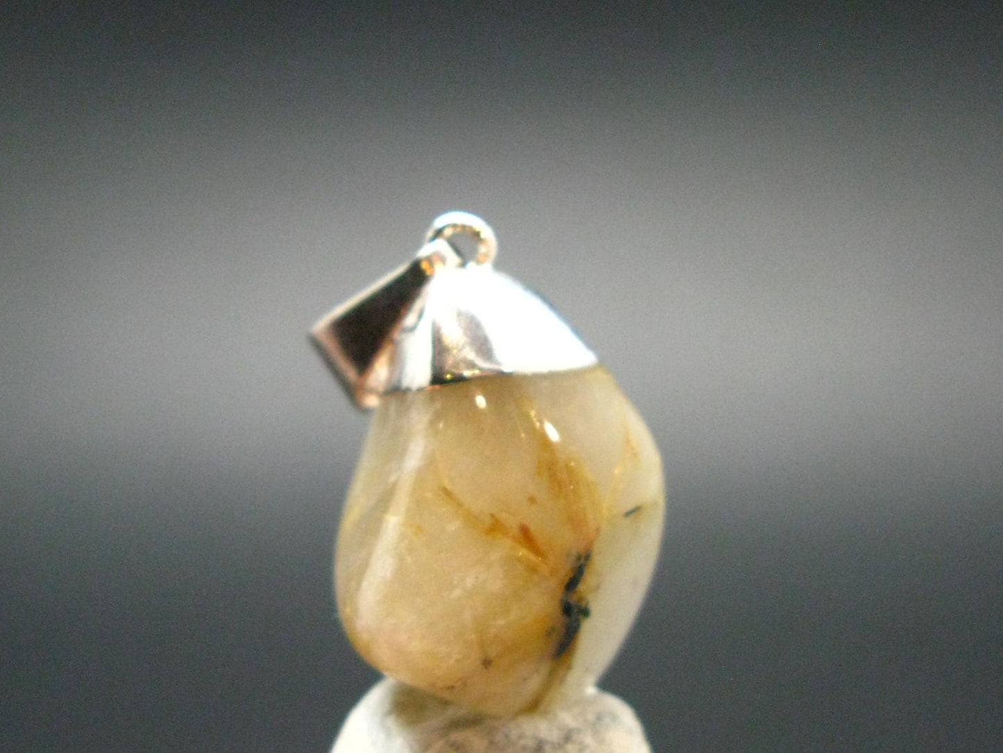 Rutilated Quartz Silver Pendant From Brazil - 1.1"