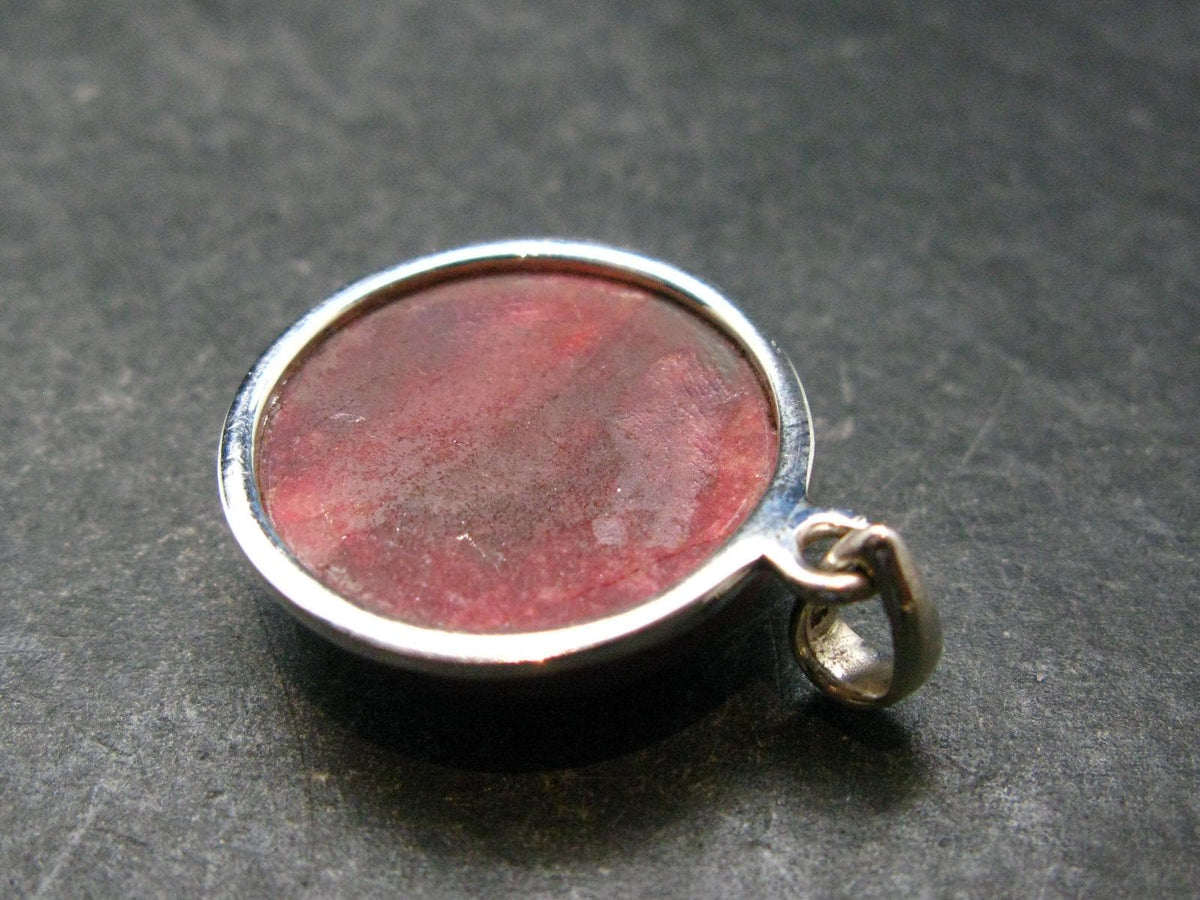 Thulite Silver Plated Pendant From Norway - 1.2" - 7.0 Grams