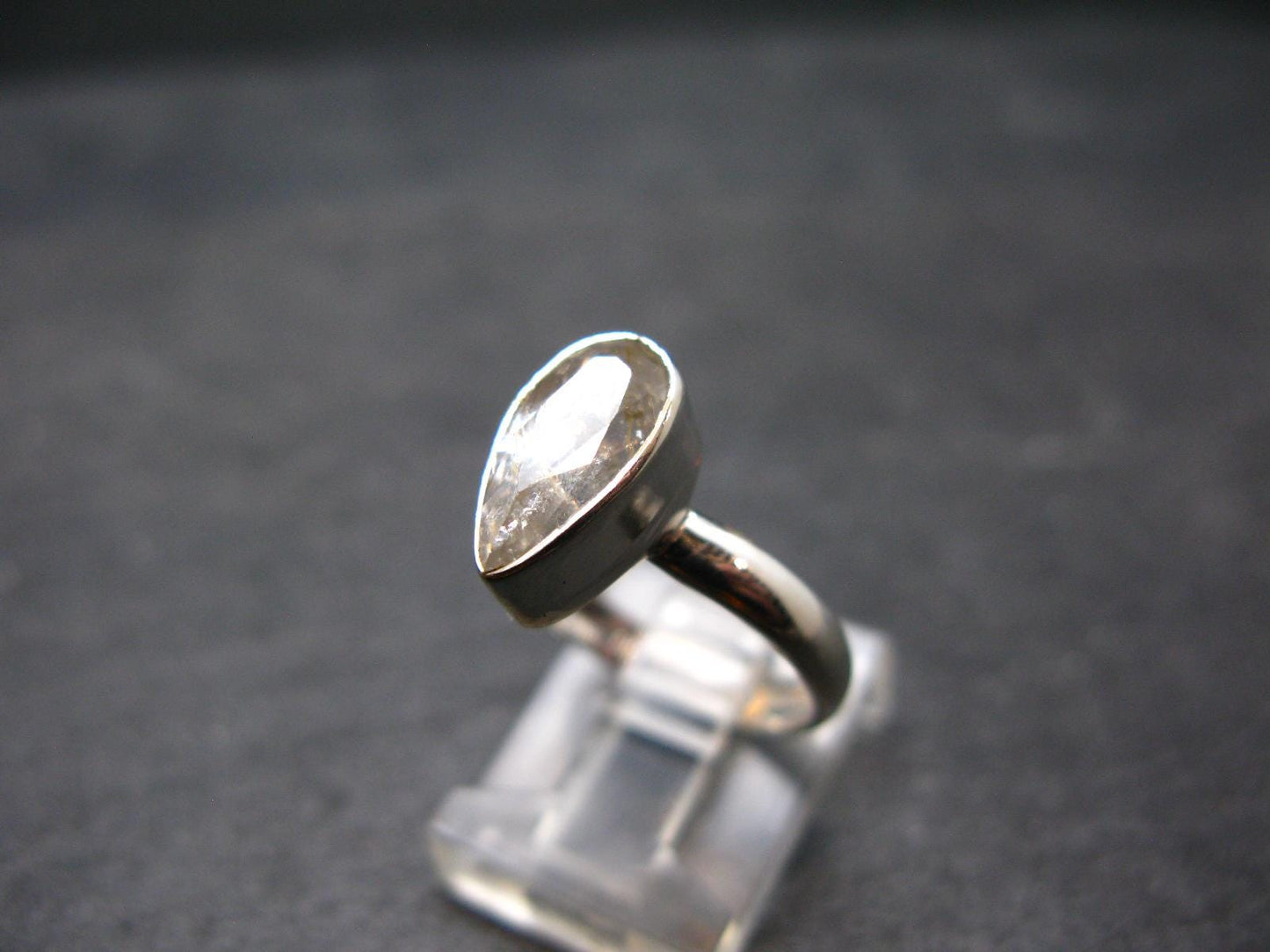 Phenakite Phenacite Crystal Facetted Silver 2.71 Carats Ring From Russia - Size 6 - 2.27 Grams