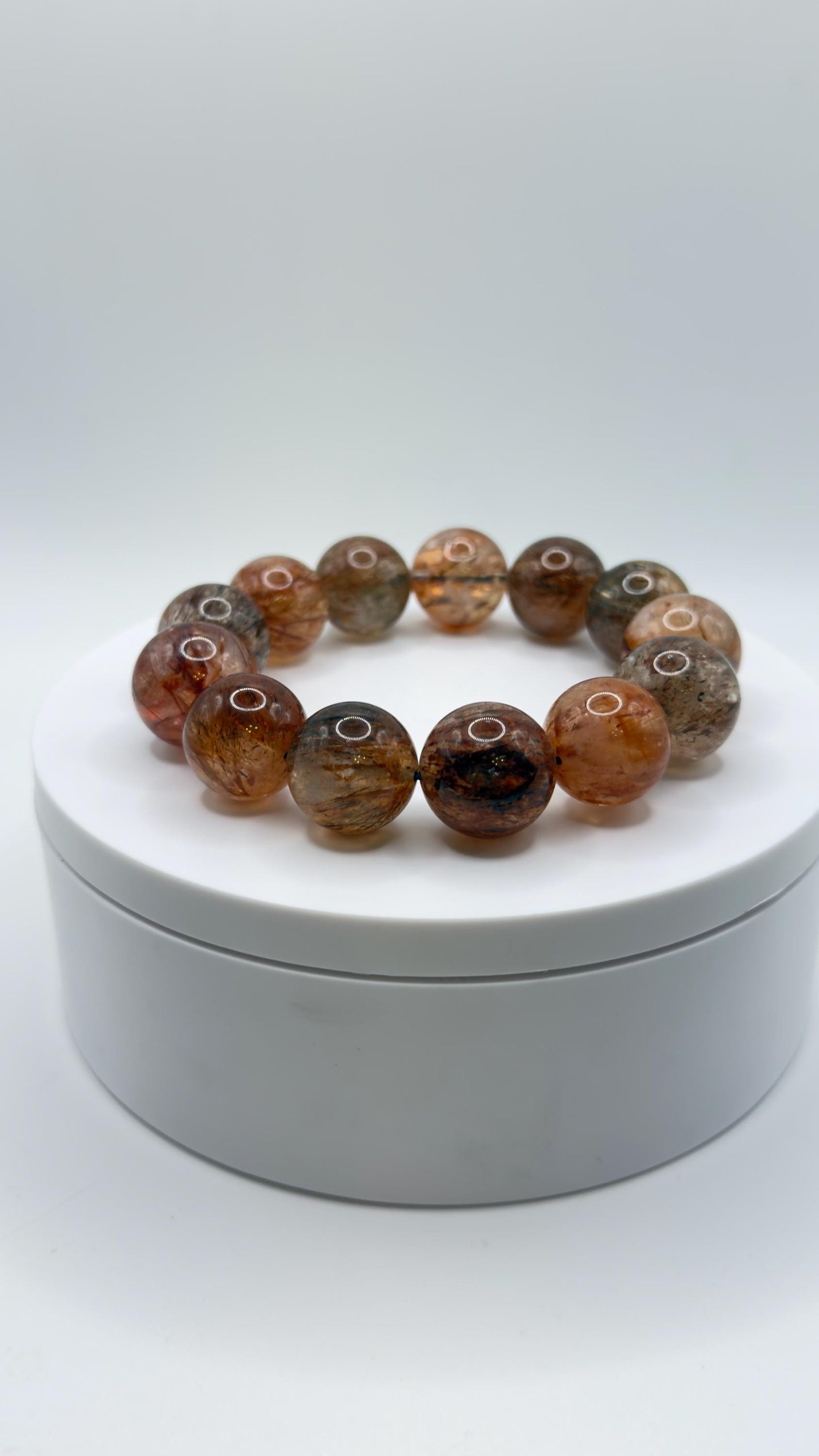 Rutilated Quartz Bracelet – Natural Gemstone Stretch Beaded Jewelry