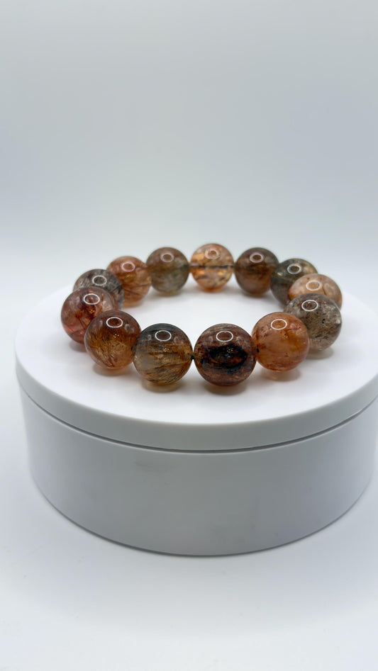 Rutilated Quartz Bracelet – Natural Gemstone Stretch Beaded Jewelry