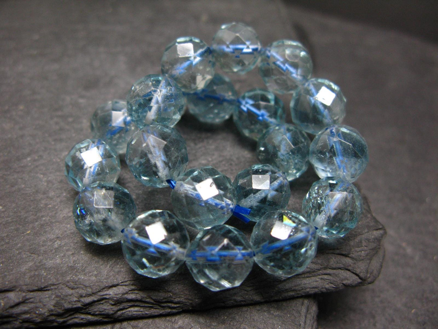 Blue Topaz Genuine Bracelet ~ 7 Inches ~ 10mm Facetted Beads