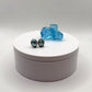 Swiss Blue Topaz Oval Stud Earrings with Pave Halo - Weight 4.49 Grams