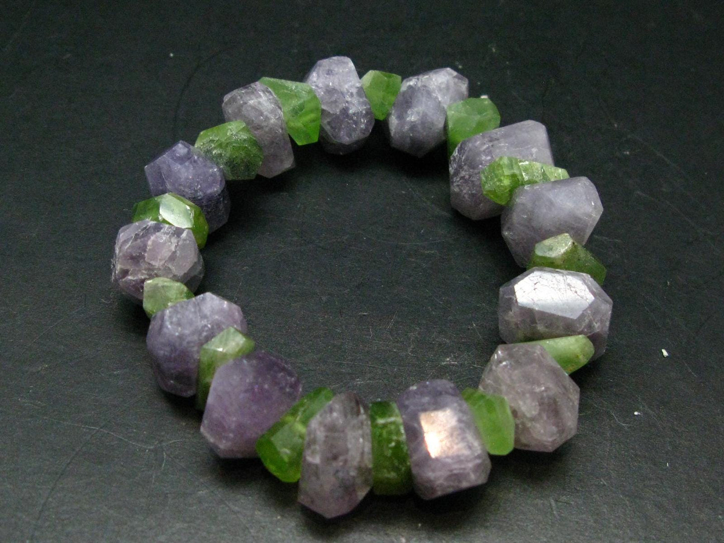 Peridot & Scapolite Genuine Bracelet ~ 7.5 Inches ~ Facetted Beads