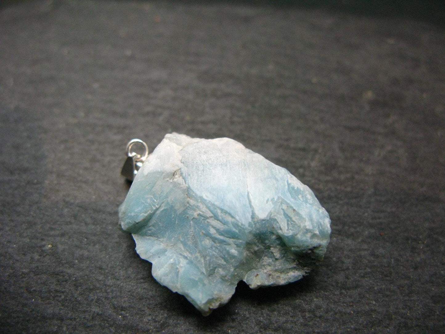 Rare Blue Larimar Pectolite Silver Pendant From Dominican Republic - 1.2"