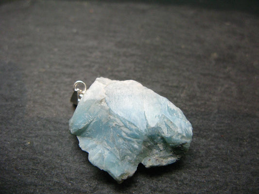 Rare Blue Larimar Pectolite Silver Pendant From Dominican Republic - 1.2"