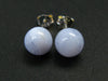 The Most Classic Earring Styles!! Natural 8mm Round / Ball Blue Lace Agate Gemstones 925 Silver Stud Earrings