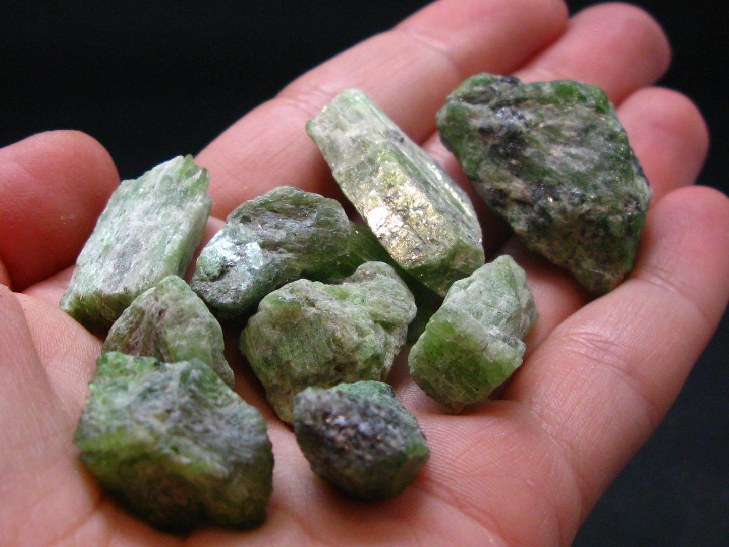 Rare Neon Tremolite Lot of 10 Crystals from Tanzania - 221.30 Carats