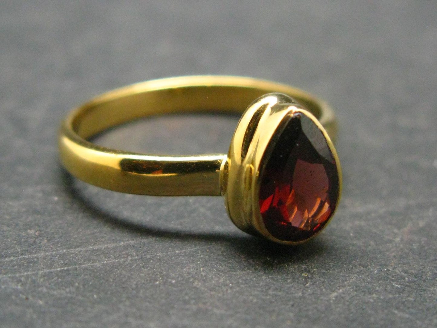 Red Garnet Gold Plated Sterling Silver Ring - Size 10 - 3.38 Grams