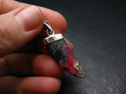 Rare Pink Tugtupite Sterling Silver Pendant From Greenland - 1.5" - 2.47 Grams