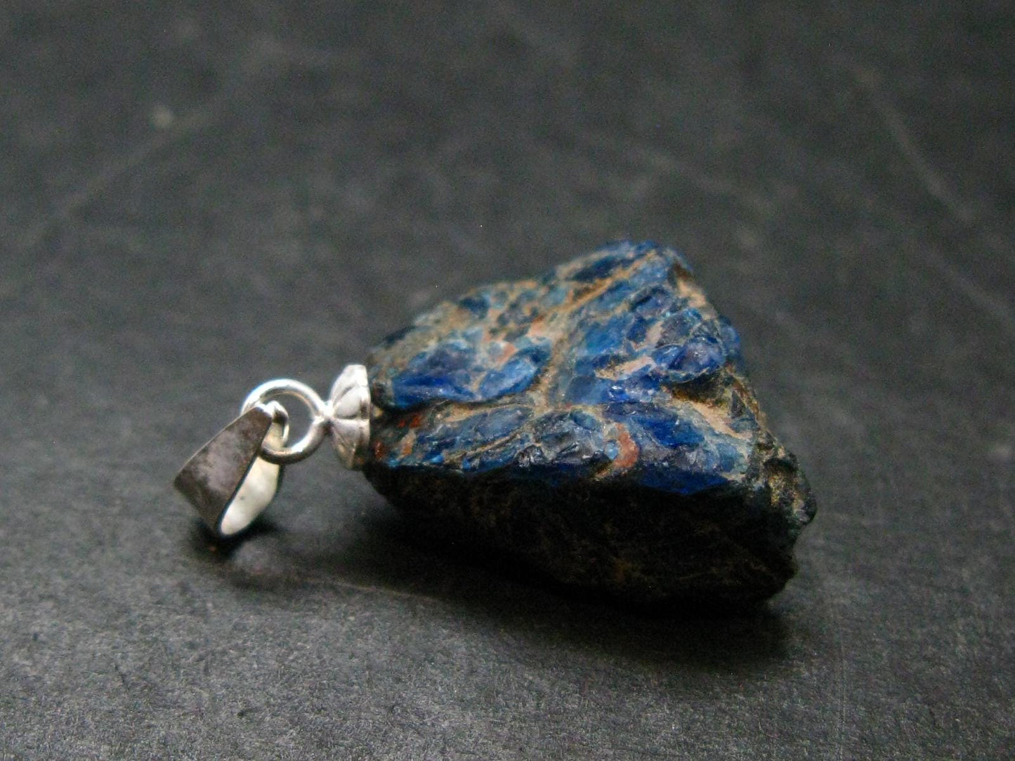 Rare Raw Blue Euclase Gem Crystal Silver Pendant from Zimbabwe - 0.9" - 2.05 Grams