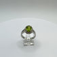 Oval Peridot Halo Ring | Sterling Silver, August Birthstone - Size 6