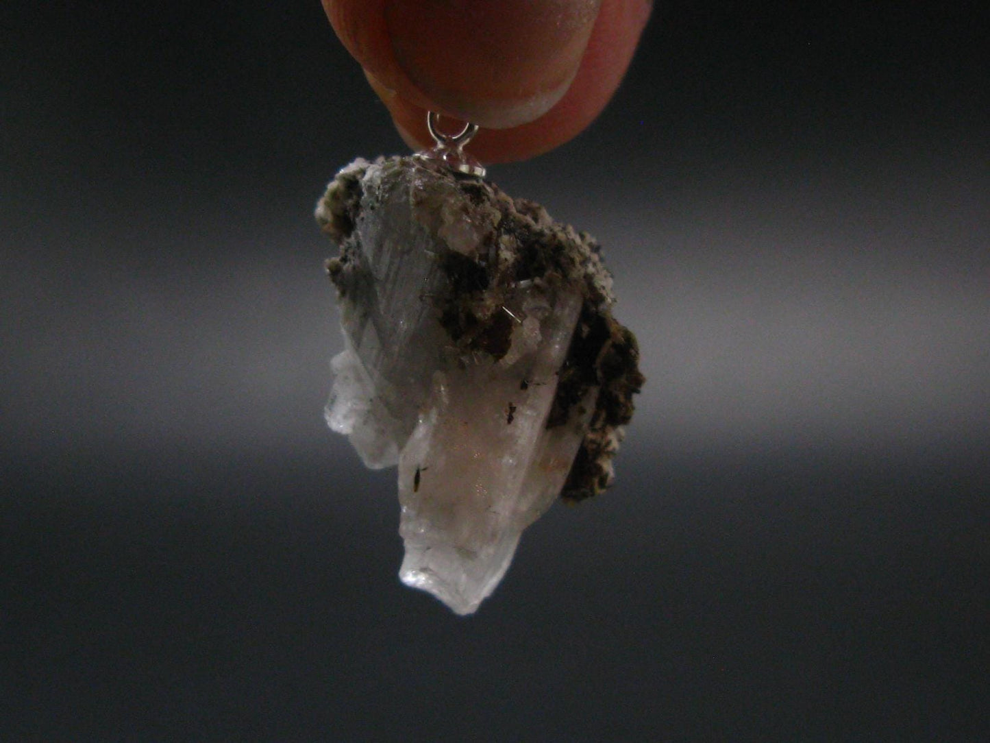 Natrolite Crystal Silver Pendant from Canada - 1.1" - 3.8 Grams