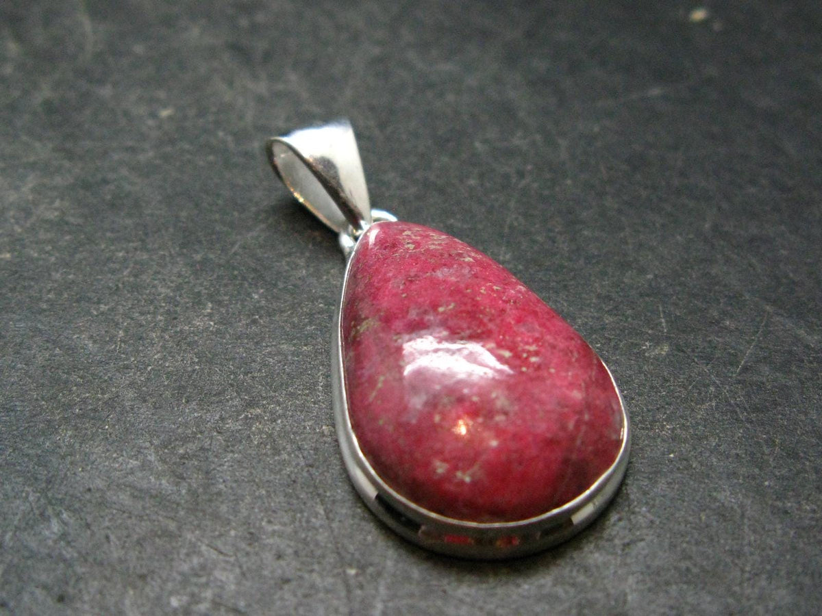 Thulite Silver Plated Pendant From Norway - 1.5" - 6.41 Grams