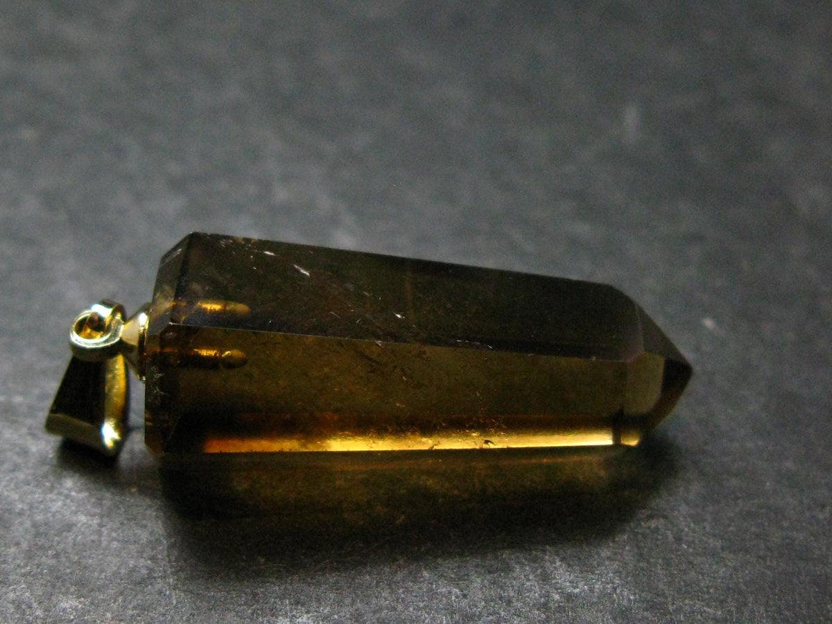Natural Unheated Citrine Sterling Silver Gold Plated Pendant from Zambia - 1.4" - 4.69 Grams