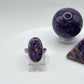 Beautifully Oval Charoite Sterling Silver Ring - Size 7