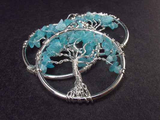 Set of 3 Natural Apatite Tree of Life Pendants