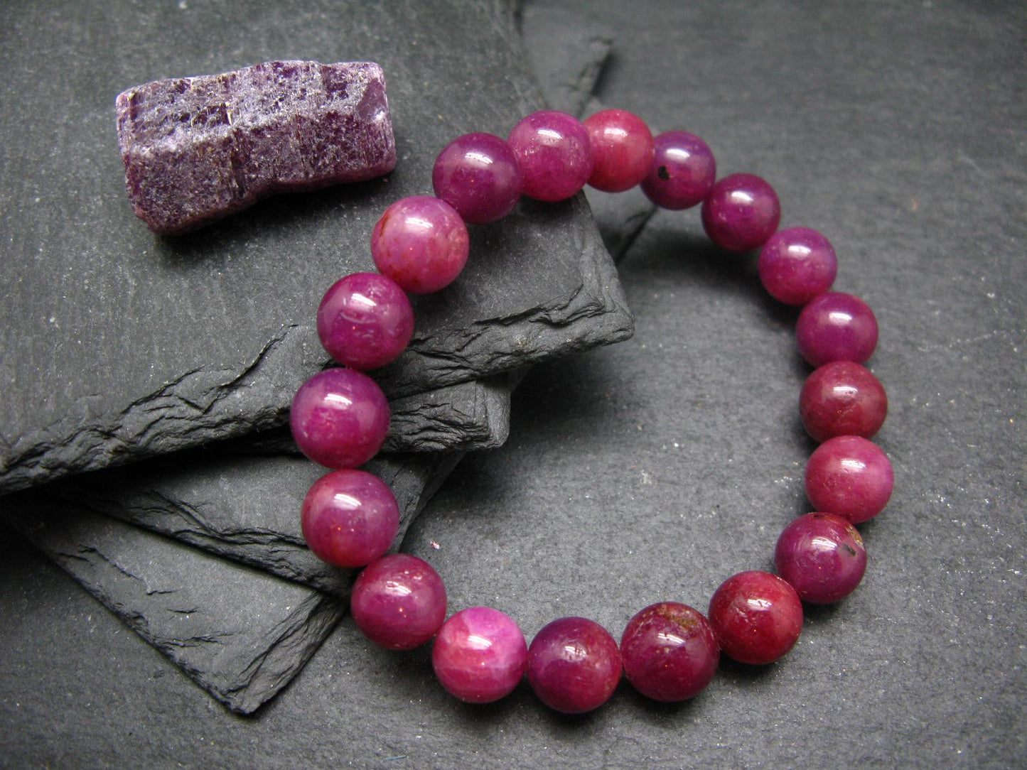 AAA Grade Ruby Genuine Bracelet ~ 7 Inches ~ 10mm Round Beads