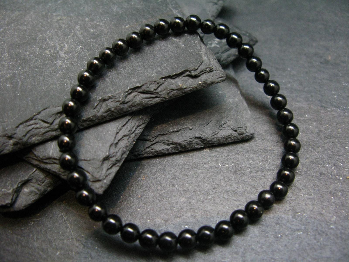 Whitby Jet Genuine Bracelet From UK ~ 7 Inches ~ 4mm Round Beads