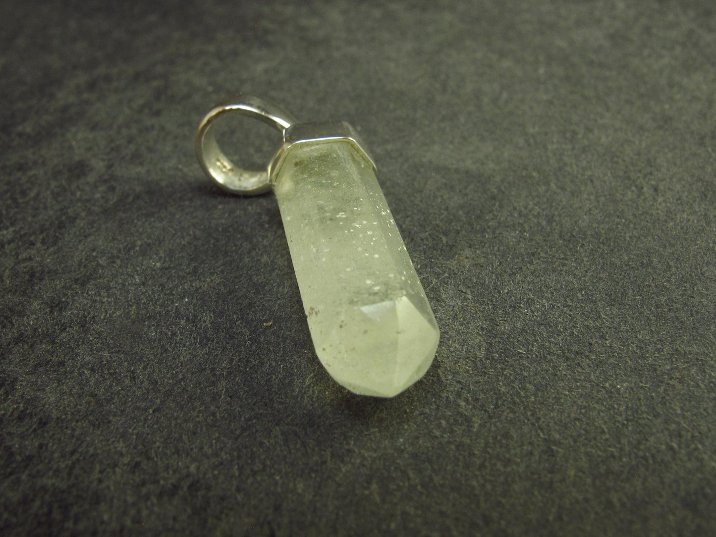 Gem Libyan Desert Glass Tektite Pendant Sterling Silver from Libya - 1.3" - 2.51 Grams