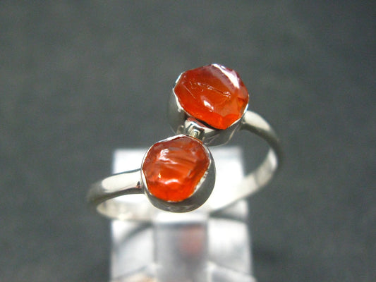Fire Opal Silver Ring From Mexico - 2.09 Grams - Adjustable size