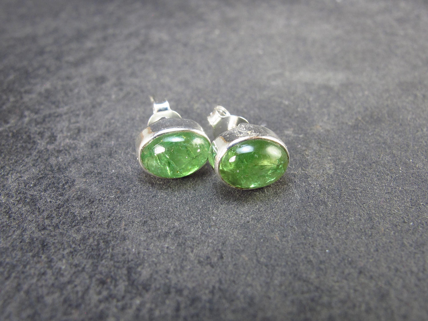 Tsavorite Gem Green Garnet Sterling Silver Earrings from Tanzania - 1.80 Grams