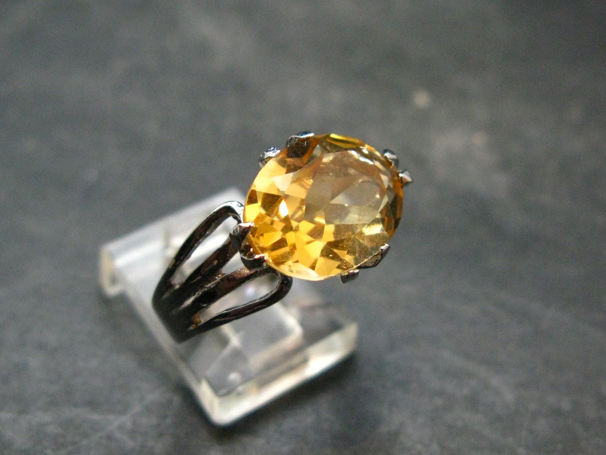 Stone of Success!! Natural Golden Yellow Citrine Faceted Sterling Silver Ring - Size 8.5 - 4.0 Grams