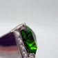 Green Helenite Pear Cut Ring – Sterling Silver Statement Gemstone Ring with Accent Stones