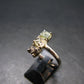Moldavite Herkimer Meteorite Sterling Silver Ring From Czech Republic - Size 9 - 2.67 Grams
