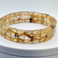 Golden Rutilated Quartz Tile Bracelet – Natural Gemstone Stretch Jewelry