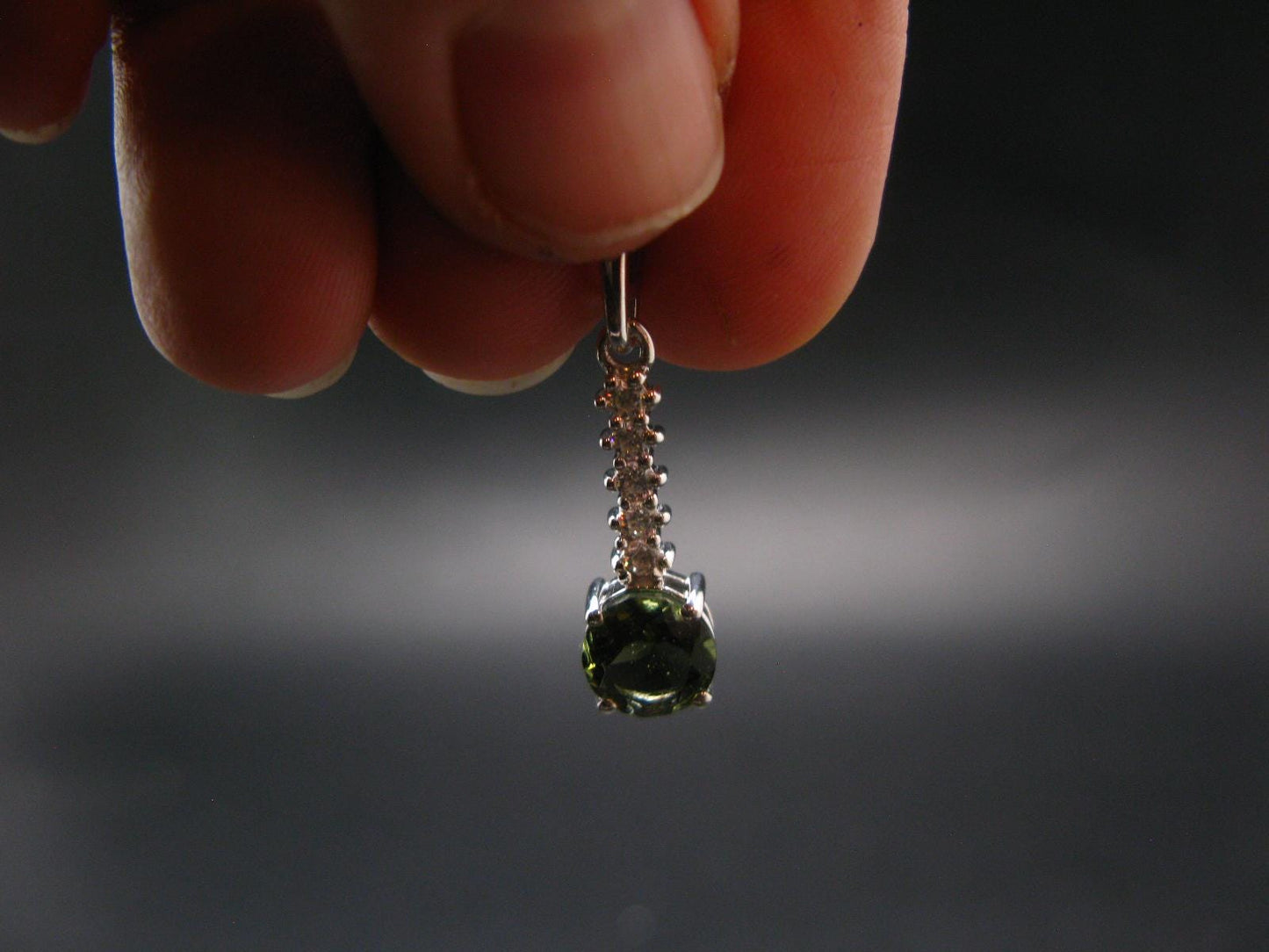 Moldavite Tektite Silver Pendant from Czech Republic - 1.0" - 1.33 Grams