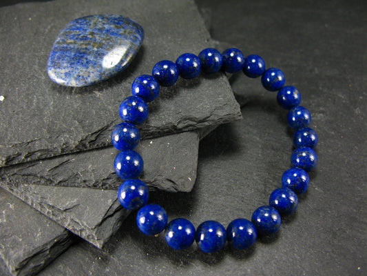 Lapis Lazuli Lazurite Genuine Bracelet ~ 7 Inches ~ 8mm Round Beads