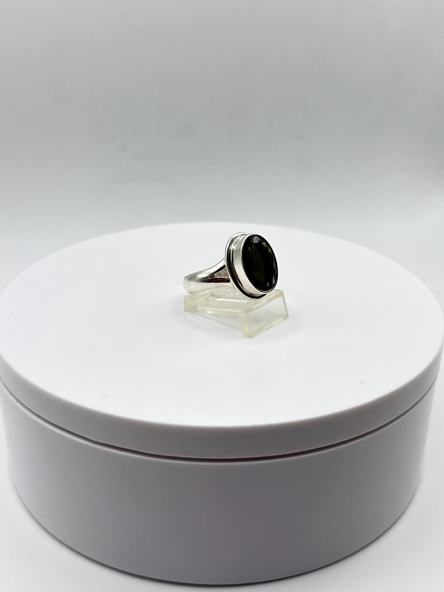 Natural Moldavite Ring | Genuine Green Tektite from Czech Republic | Transformation Crystal Jewelry - Size 10