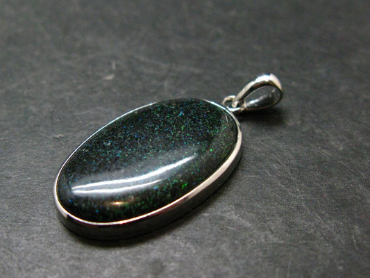 Rare Black Opal Sterling Silver Pendant from Australia - 1.5" - 4.58 Grams