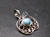 Summer’s Sea!! Rare Polished Cabochon Blue Larimar Pectolite Silver Pendant From Dominican Republic - 1.4" - 2.54 Grams