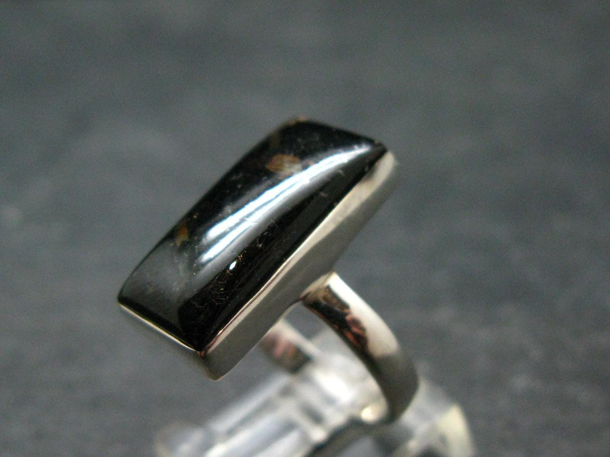 Real!! Very Rare Nuumite Nuummite Sterling Silver Ring from Greenland - 5.31 Grams - Size 7