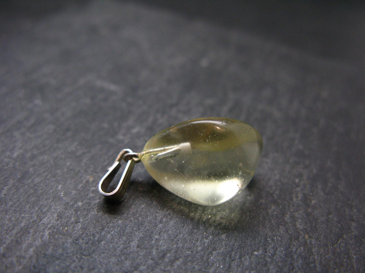Gem Libyan Desert Glass Tektite Pendant Sterling Silver from Libya - 1.0" - 2.3 Grams